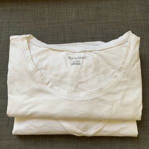 Three XL white maternity shirts (2 tops/1 tank)